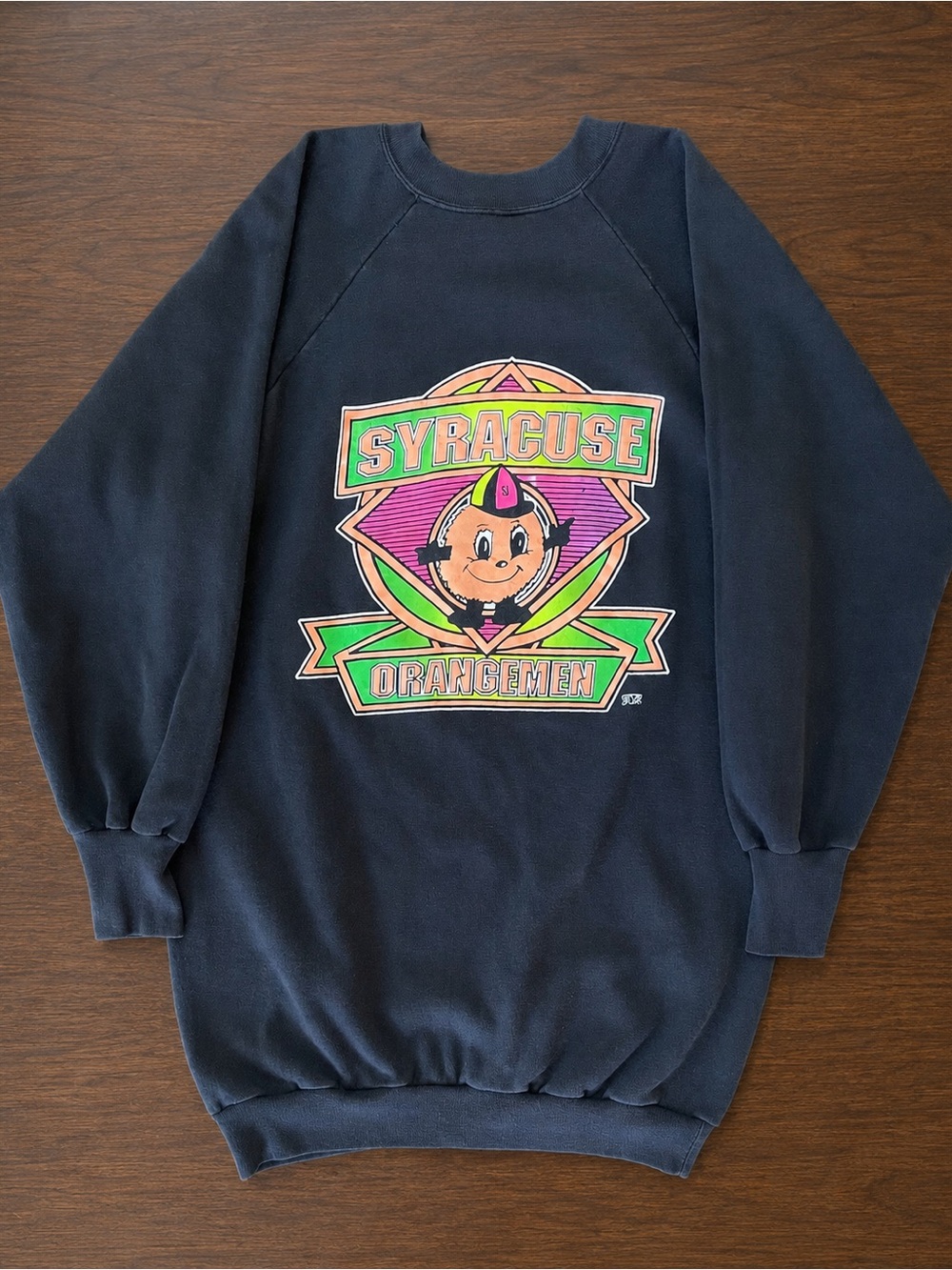 VTG 90s Syracuse Orangemen Sweatshirt Dress XL 20/20 Sport Black Tunic Mascot